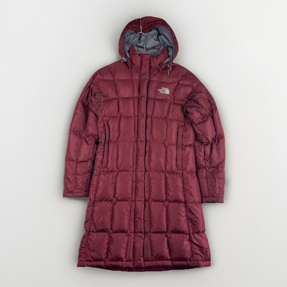 VTG The North Face Metropolis 600 Down Parka Jacket Women Size XS Burgundy Read* - Picture 1 of 16